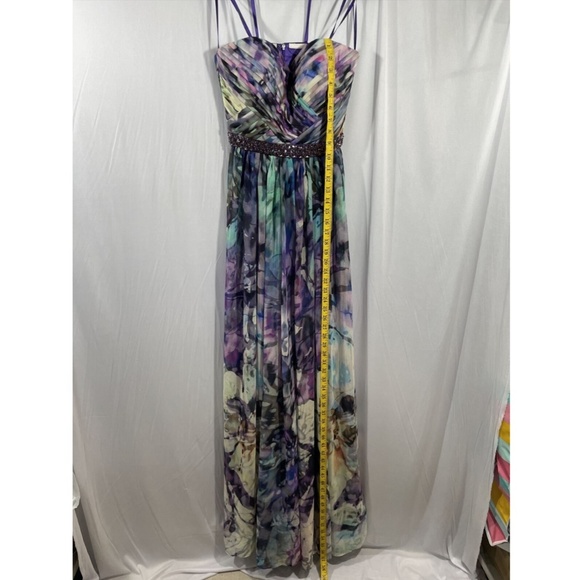 NEW La Femme [ 4 ] Sweetheart Strapless Embellished Waist Chiffon Gown‎ - Picture 3 of 13